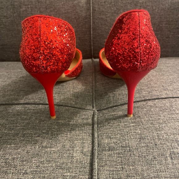 Annaili Ruby Red Glitter High Heels Stilettos Size 40 EU/ 9.5 US Women’s - Picture 5 of 9